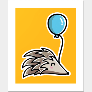 Kawaii Cute Hedgehog and Balloon Posters and Art